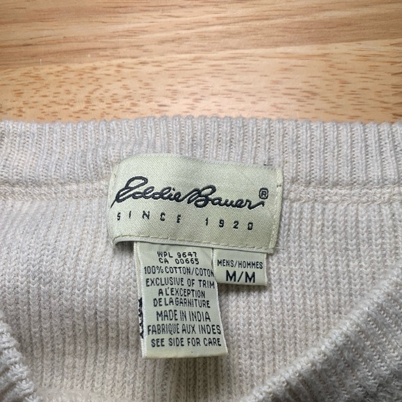 Vintage Eddie Bauer Cream color Sweater Size Men’s Medium - Picture 5 of 8